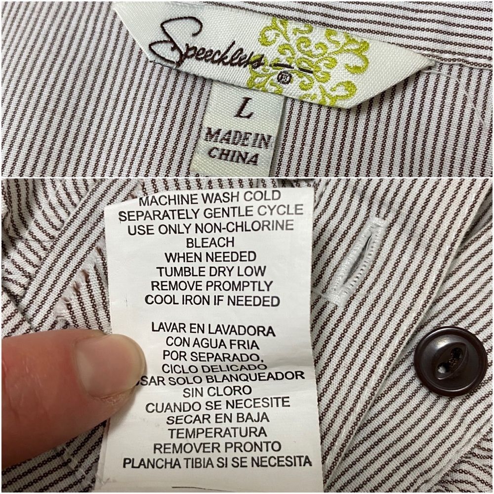 Gray Pinstripe Button-Down Ruffle Detail - Picture 6 of 8